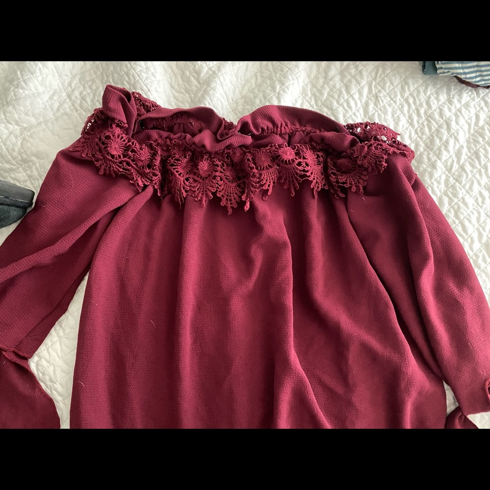 Maroon Off the Shoulder Blouse
